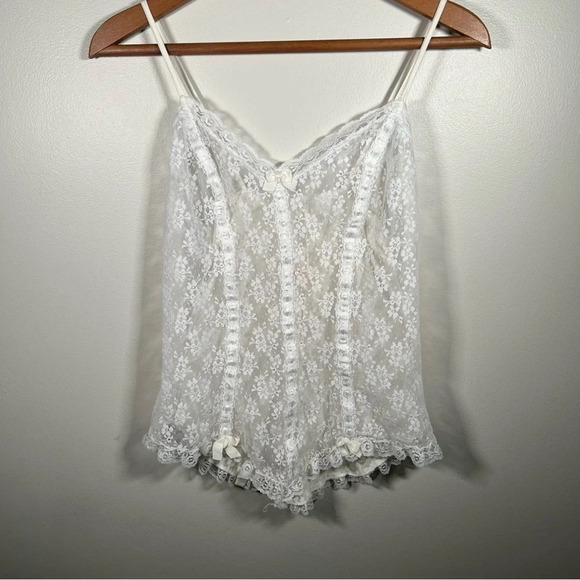 Vintage nylon lace lingerie top  L - Picture 4 of 8